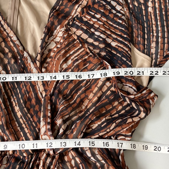 Sandra Darren Brown Black Neutral Print Dress stylish comfortable flattering - Picture 8 of 14